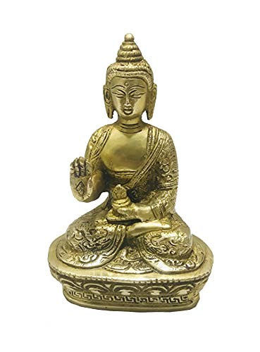 Brass Buddha Statue Gautam Idol Sculpture, Siddhattha Shakyamuni Worship Indoor Home Room Office Meditation Gift Diwali Gift Figurine Size -7 inch