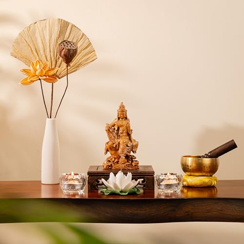Wooden Guan Yin Bodhisattva Statue – Kuan Yin Quan Yin Buddha for Feng Shui, Meditation, and Spiritual Decor, Zen Gift for Home & Altar Decoration - style: Art Deco