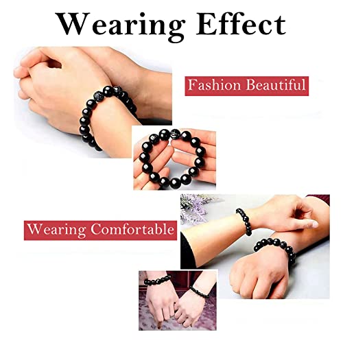 Black Obsidian Bracelet,Feng Shui Black Obsidian Wealth Bracelet for Women Men Couples Handmade Stretch Obsidian Bracelet Bangle with Carved Pixiu Tiger Eye Stone Attract Wealth Money and Good Luck - color: G,10mm,Obsidian