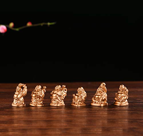 6Pcs 1'' Gold Resin Laughing Buddha Figurines, Tabletop Lucky Decor - color: 1'' Resin Gold Set