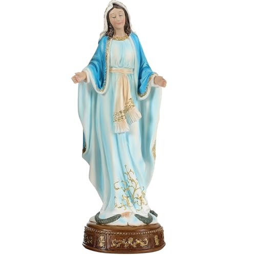 12-Inch Virgin Mary Statue, Catholic Our Lady of Grace - color: White+blue