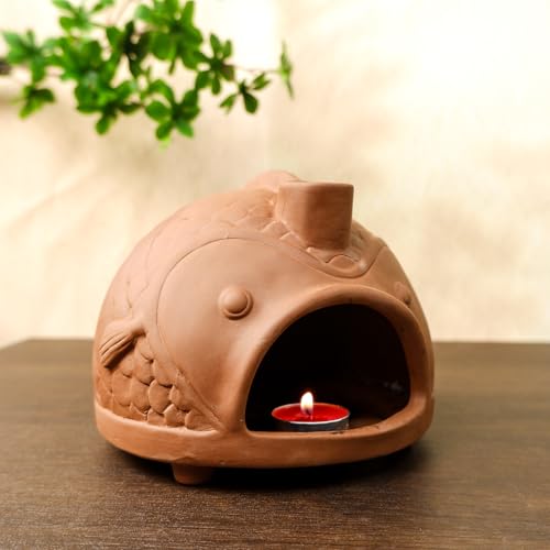 MOUGIGI Large Fish-Shaped Terracotta Palo Santo Holder-Cone Burner - color: Terracotta