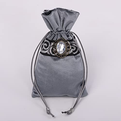 BLESSUME Wicca Square Altar Tarot Table Cloth for Reading with Card Pouch 24.4 * 24.4 inch (Gray 1) - color: Gray 1