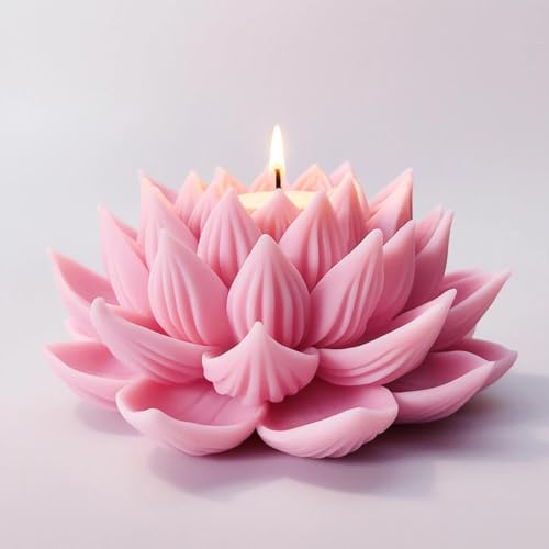 1Pc Elegant 3D Lotus Candle Mold, Floral Scented Candle Silicone Holiday Mold, Suitable for Parties, DIY Plaster Aromatherapy Home Decoration.