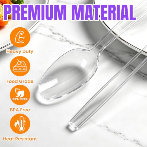 800 Count Clear Plastic Spoons Disposable, Heavy Duty Spoons Silverware