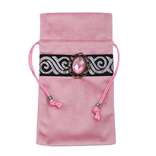 BLESSUME Wicca Square Altar Tarot Table Cloth for Reading with Card Pouch 24.4 * 24.4 inch (Pink1) - color: Pink1