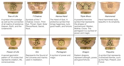 Flower of Life Copper Bowl - Offering Bowl for Ritual Use, Altar Table, Incense Holder, Home Decor - 3 Inches Wide - style: Flower of Life