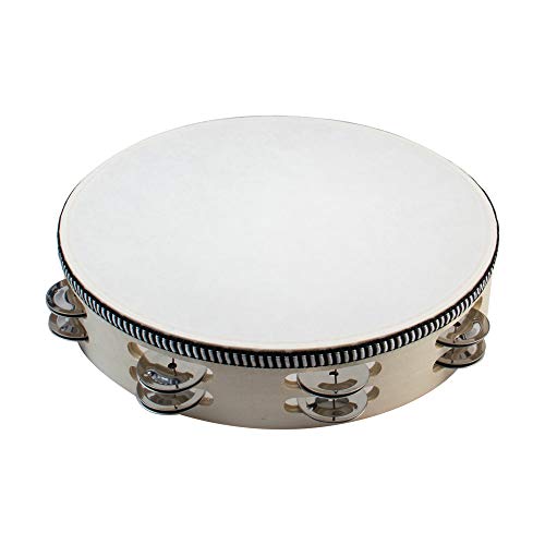 AUEAR, Double Row Jingles Handheld Tambourine Creative Wooden Drum for Adults Percussion (1-Pack, 10 Inch) - color: Double Row Jingles, size: 10"