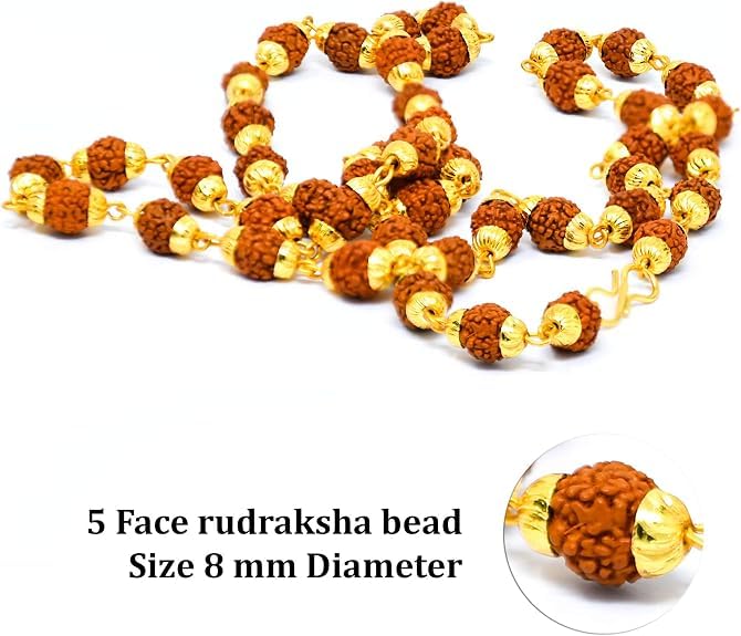 Wonder Care Authentic Rudraksh Mala-5face- Genuine Himalayan Rudraksha Seeds Religious Ornament Rosary Japa Mala Necklace Prayer Mala Healing Beads - color: 12mm-5pc