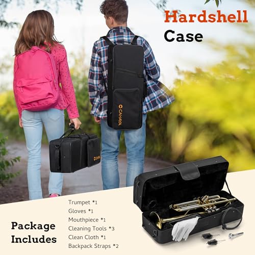 CAHAYA Bb Trumpet Instrument Brass Student Trumpet Trompeta Set Gold - color: Gold