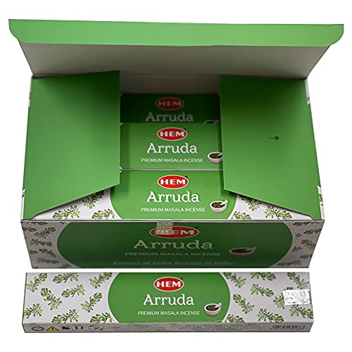 Arruda Masala Incense Sticks and Holder Burner Bundle from Hem Incense and Trumiri for Home Fragrance Insence Insiensos - color: Arruda Masala