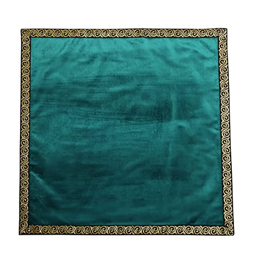 BLESSUME Wicca Square Altar Tarot Table Cloth for Reading with Card Pouch 24.4 * 24.4 inch (Green 2) - color: Green 2