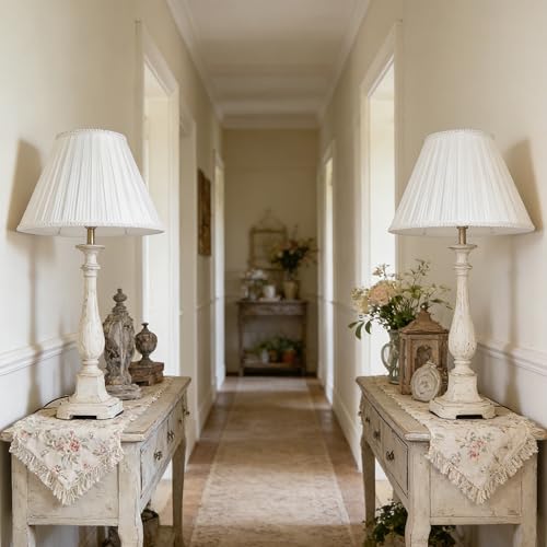 PAPAYA White Pleated Lamp Shades Set of 2 6"×13"×9.8" Bell Shade - color: White-2 Pack