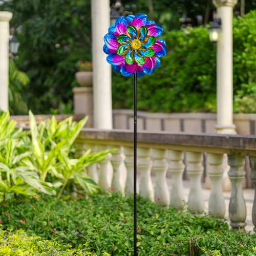 Metal Wind Spinners Outdoor,13''Purple Garden Windmill - size: 13'' Purple