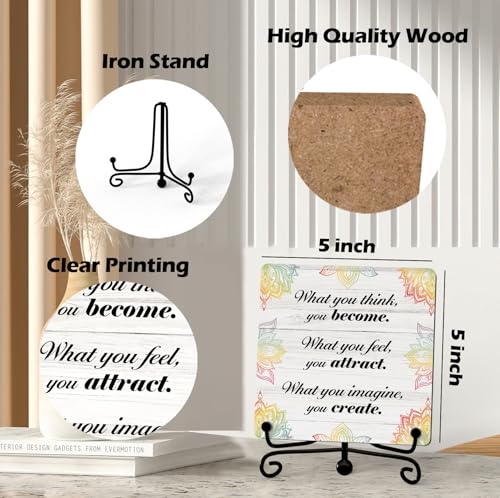 Zen Decor, What You Think You Become Sign, Home Decorations For Spiritual Yoga Meditation Room Office, Yoga Room Meditation Accessories, Shelf Decor, n01 - style: What You Think You Become