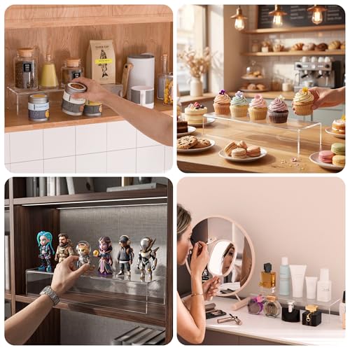 Acrylic Shelf Riser 15x4.7x3 pack of 2, Desktop Rectangular Acrylic Tray Pedestal Stand for Home Décor, Figures, Manga or Other Collectibles, 15x4.7x3 Inch - size: 15x4.7x3 Inch