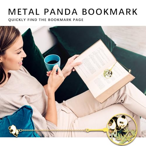 Panda Metal Bookmarks with Tassels, 2-Piece Set for Book Lovers