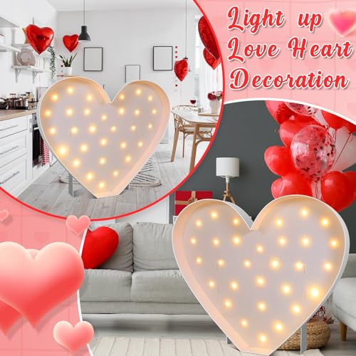 Maxcheck 4FT Marquee Large Light up Decoration, Balloon Frame with Bulb Light String Foam Marquee Signs for Valentine's Eid Birthday Engagement Baby Shower Party Decorations(Cute Heart) - style: Cute Heart