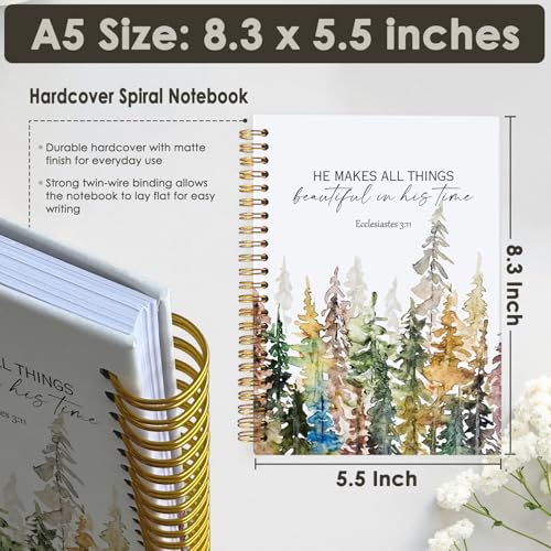 Wheatwin Bible Notebooks for Note Taking, Christian Notebook Journal, Bible Journal for Men Women, Christian Gifts, Ecclesiastes 3:11 Bible Hardcover Spiral Notebook 5.5x8.3 - color: Ecclesiastes 3:11
