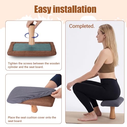 Meditation Bench Kneeling Stool Foldable Wooden Prayer Seat (Blue) - color: Blue
