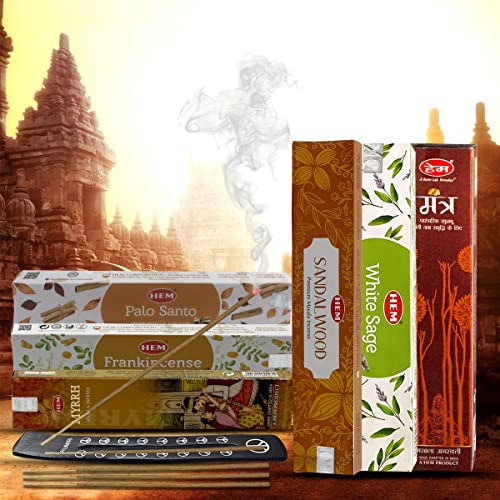 Hem Incense Sticks Variety Pack Masala Series and Holder Burner Bundle with 6 Classic Fragrances - color: Classic Fragrances