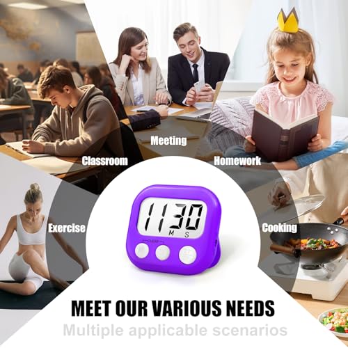 AOUCE Digital Kitchen Timers for Cooking, Timer for Kids 2 Pack Purple - color: Purple