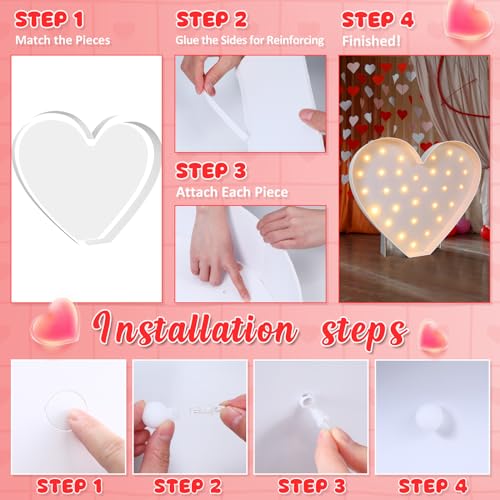 Maxcheck 4FT Marquee Large Light up Decoration, Balloon Frame with Bulb Light String Foam Marquee Signs for Valentine's Eid Birthday Engagement Baby Shower Party Decorations(Cute Heart) - style: Cute Heart