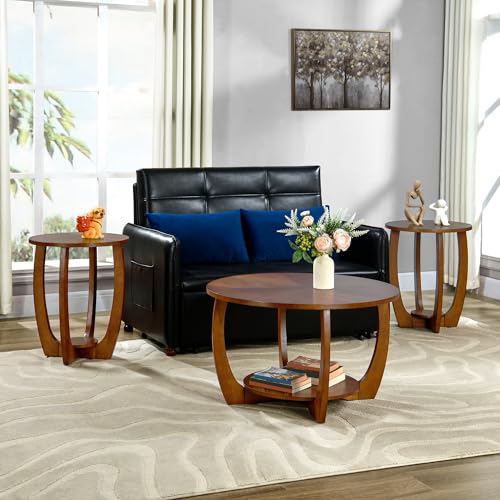 29.5" Round Coffee Table with Storage Removable Lower Shelf for Living Room - style: Farmhouse