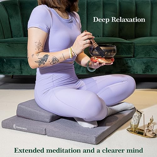 ZenBless Zafu and Zabuton Meditation Cushion Set,Yoga Meditation Floor Pillow,Large Square Meditation Mat and Pillow Set for Sitting on Floor(23.6") - size: Square 23.6"
