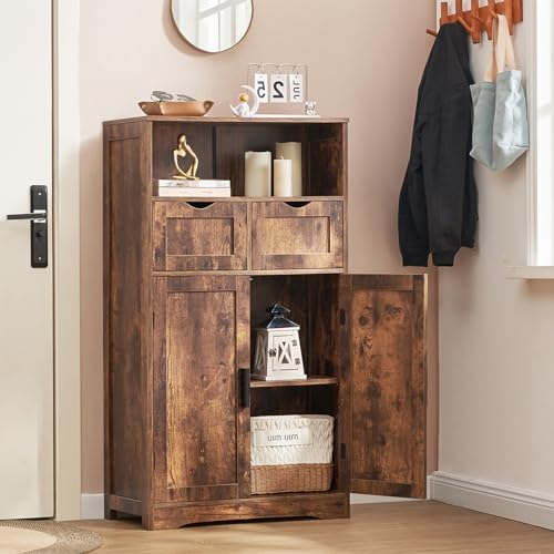 Iwell Bathroom Storage Cabinet with 2 Drawers, Small Kitchen Pantry Cabinet - color: Rustic Brown