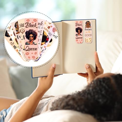 Wxiben 30 Pcs Black Girl Magnetic Bookmark Black Women Book Mark Page Clip - style: Black Girl