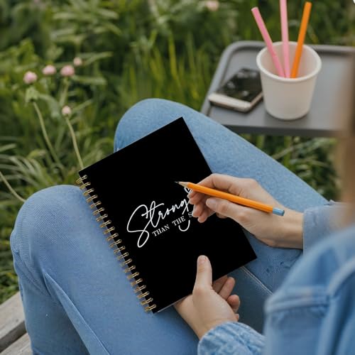 Stronger Than The Storm Inspirational Spiral Notebook Journal for Writing, Inspirational Motivational Positive Gift Journal for Women Teens, 5.5 x 8.3 Inches(Black - color: 24Child