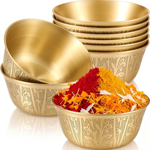 6 Pcs Copper Offering Bowls Pooja Return Gifts 3 '' Indian Brass Puja Bowls Religious Festival Supplies for Diwali Mandir Altar, Yoga Meditation, Incense Burner, Ritual Use Housewarming Gift