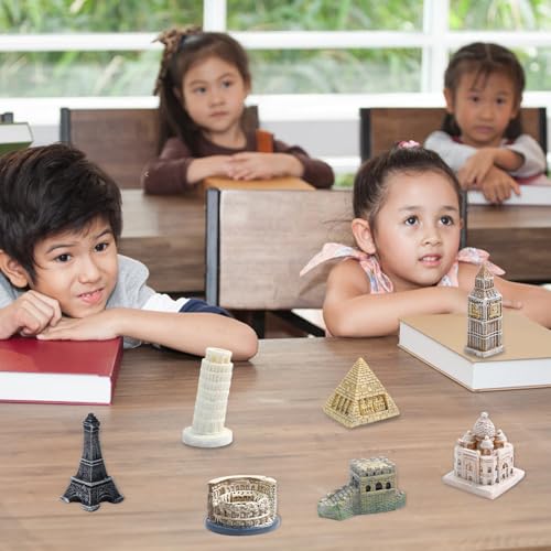 ONEST 7 Pieces Mini World Building Model Playsets Famous Architecture Figurines Toys for Decorations - style: G Set