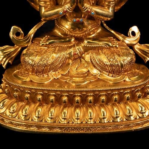 Quan Yin Statue Gold Plated Buddha Statue Home Decor Zen Meditation - color: Avalokiteshvara