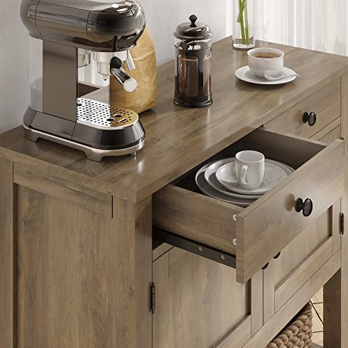 HOSTACK Farmhouse Console Table with Storage, Entryway Table, Rustic Brown - color: Rustic Brown