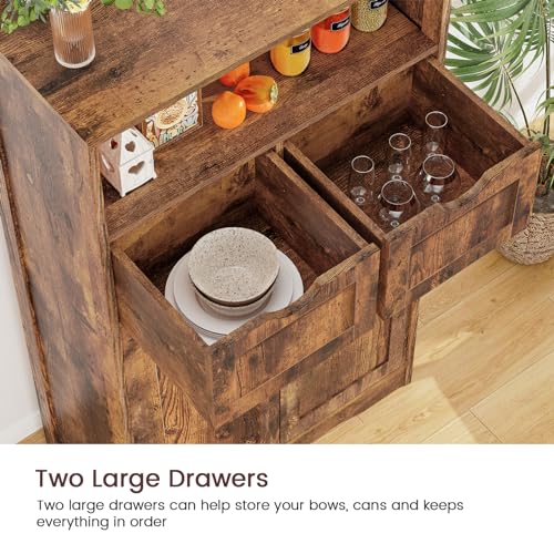 Iwell Bathroom Storage Cabinet with 2 Drawers, Small Kitchen Pantry Cabinet - color: Rustic Brown