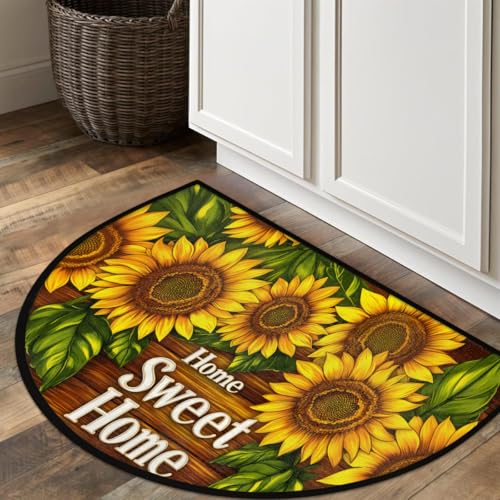 Flowers Sunflowers Half Round Rug Half Moon Door Mat Half Circle Rugs - color: A:a-color 14