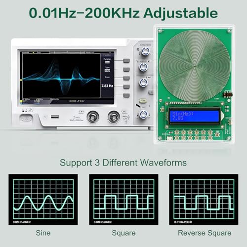 0.01Hz-200kHz Frequency Generator for Healing - 7.83Hz Adjustable Schumann Resonance Generator, USB Powered with Acrylic Case and LCD Display for Sleep aid, Meditation, Stress Relief and Yoga