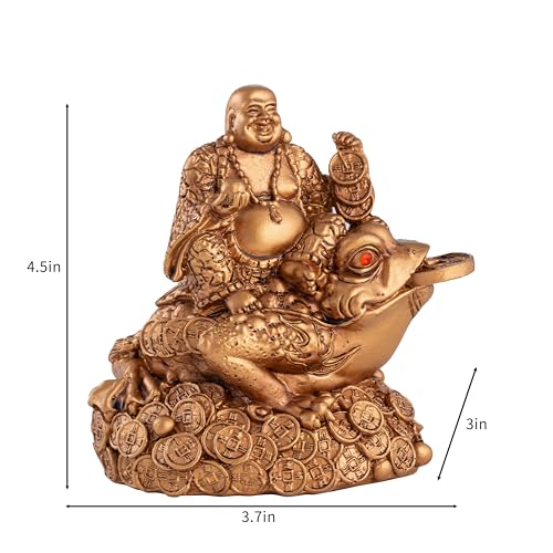 Feng Shui Laughing Buddha Money Frog,Lucky Money Toad Decorations,Ideal for Attracting Wealth(Brown Buddha)