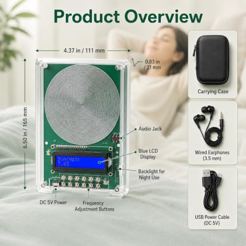 0.01Hz-200kHz Frequency Generator for Healing - 7.83Hz Adjustable Schumann Resonance Generator, USB Powered with Acrylic Case and LCD Display for Sleep aid, Meditation, Stress Relief and Yoga