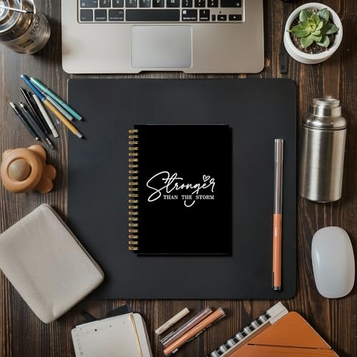 Stronger Than The Storm Inspirational Spiral Notebook Journal for Writing, Inspirational Motivational Positive Gift Journal for Women Teens, 5.5 x 8.3 Inches(Black - color: 24Child