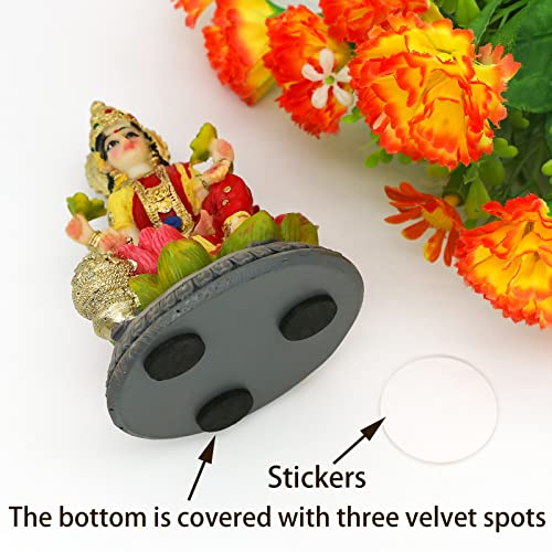 alikiki Small Hindu Goddess Lakshmi Statue - 3.9”H Indian Ido Laxmi Figurine for Car Dash Board Decor Home Office Mandir Temple Altar Shrine Pooja Item Murti for Diwali Puja Gifts
