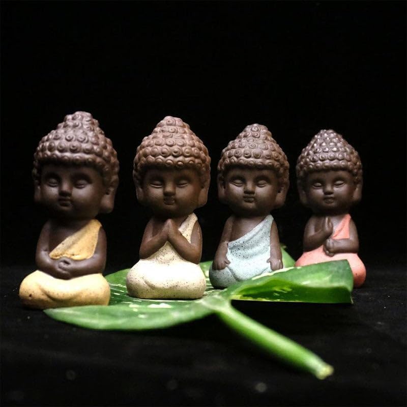 Buddha & Karma 4 Noble Truths Figurines - Mini Buddha Statue Set Representing Enlightenment & Peace - Handcrafted Mini Figurine Design Brings Peace to Any Space Add Buddha Figurine to Room Decor Today