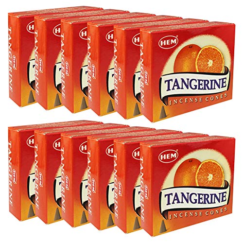 Tangerine Incense Cones and Cone Incense Burner Bundle Insence Insense Hem Incense - color: Tangerine