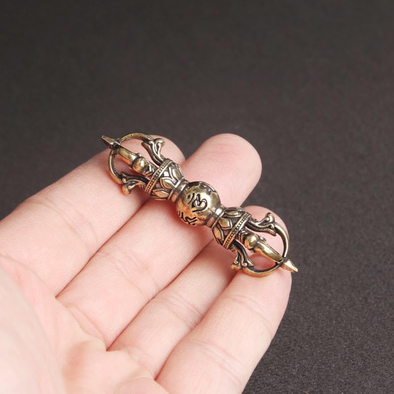 4Pcs Pure Brass Six-Character Mantra Vajra One-Word Drop Magic Pestle Vajra Prong Esoteric Body Protection Device for Men and Women Creative Retro Key Chain Pendant