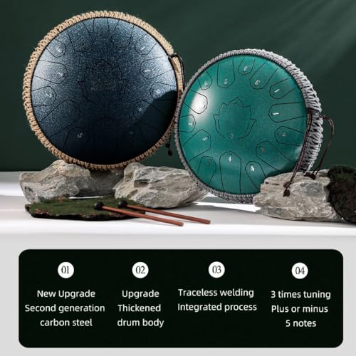 Konrisa Steel Tongue Drum 13 Inch 15 Notes C Major Percussion Instruments, Steel Drum Musical for Meditation Yoga Zen, Hand Pan Drums Instruments C Major with Drum Mallets and Carry Bag (Purple) - color: Purple