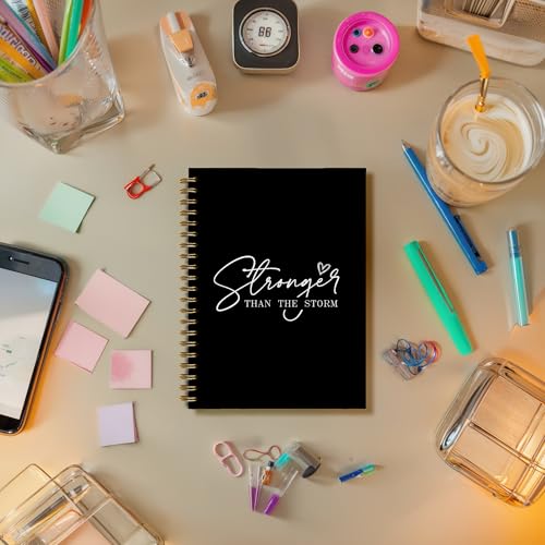 Stronger Than The Storm Inspirational Spiral Notebook Journal for Writing, Inspirational Motivational Positive Gift Journal for Women Teens, 5.5 x 8.3 Inches(Black - color: 24Child