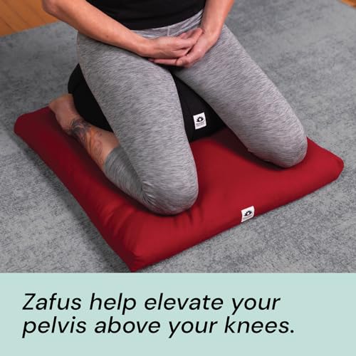 Meditation Cushion, Round, Buckwheat Husk Filled, Floor Pillow or Cushions, Yoga Seat, Zafu, Made in the USA - color: Natural