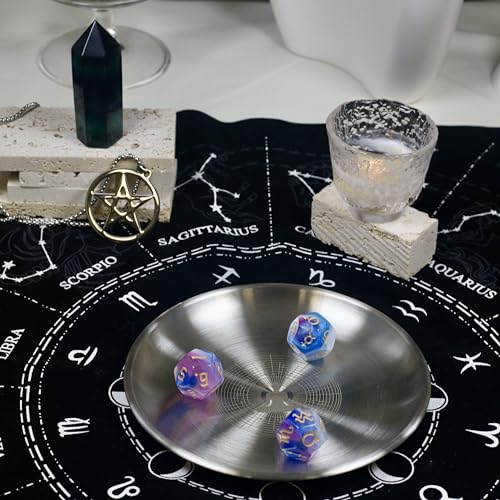 Offering Prayer Ritual Bowl Plate Great for Altar,Meditation,Incense Sticks, smudging, Candle,Crystal,Jewelry,Yoga Use(Meditation Chart) - style: Meditation Chart